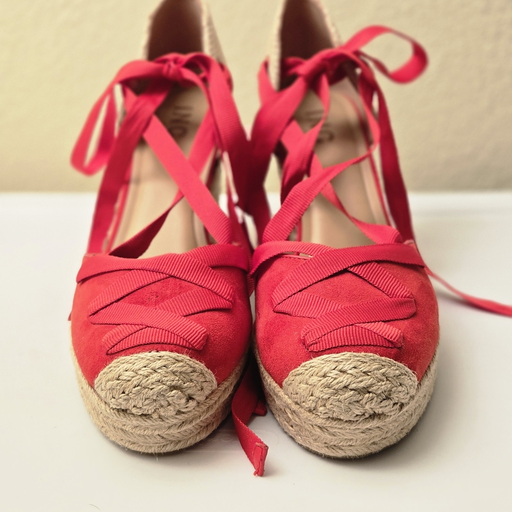 INC International Concepts Vibrant Red Lace-Up Espadrilles (NWOT)